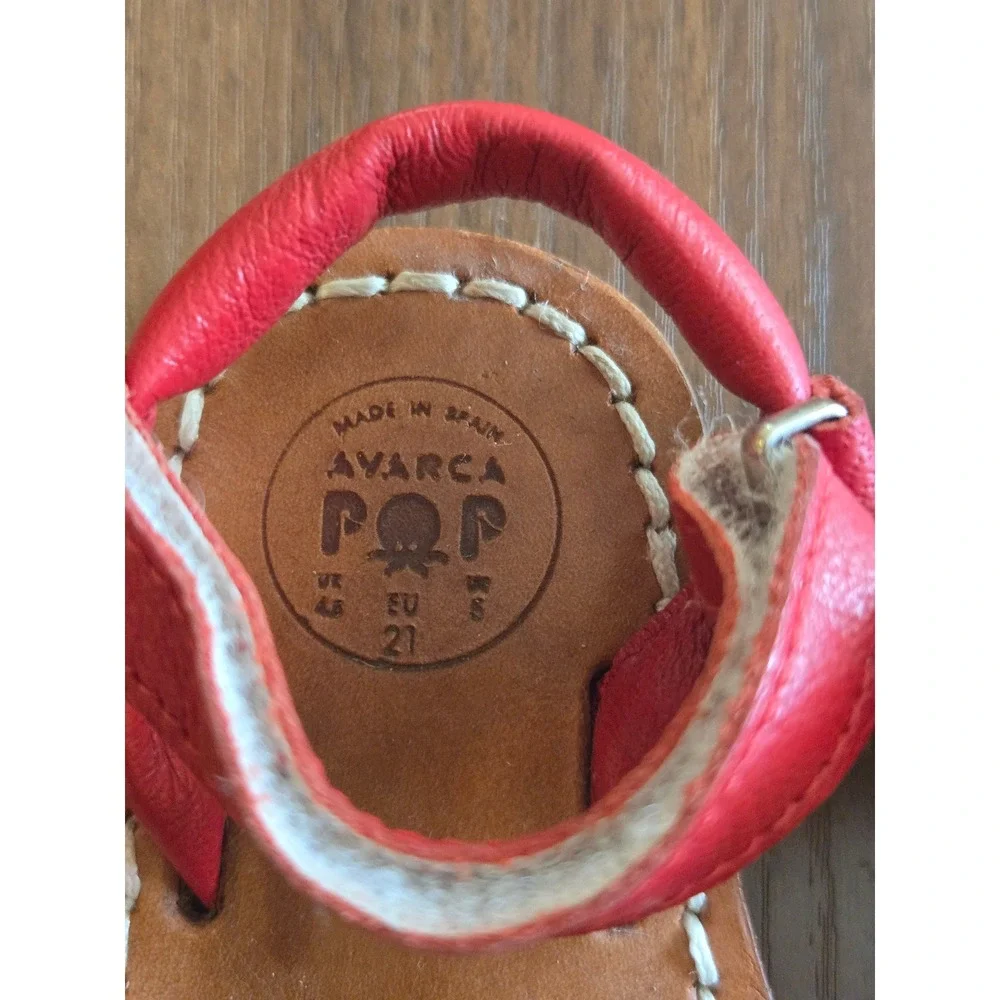 Avarca POP Toddler Red Leather Spanish Sandals Size EU 21 US 5 Handcrafted Spain